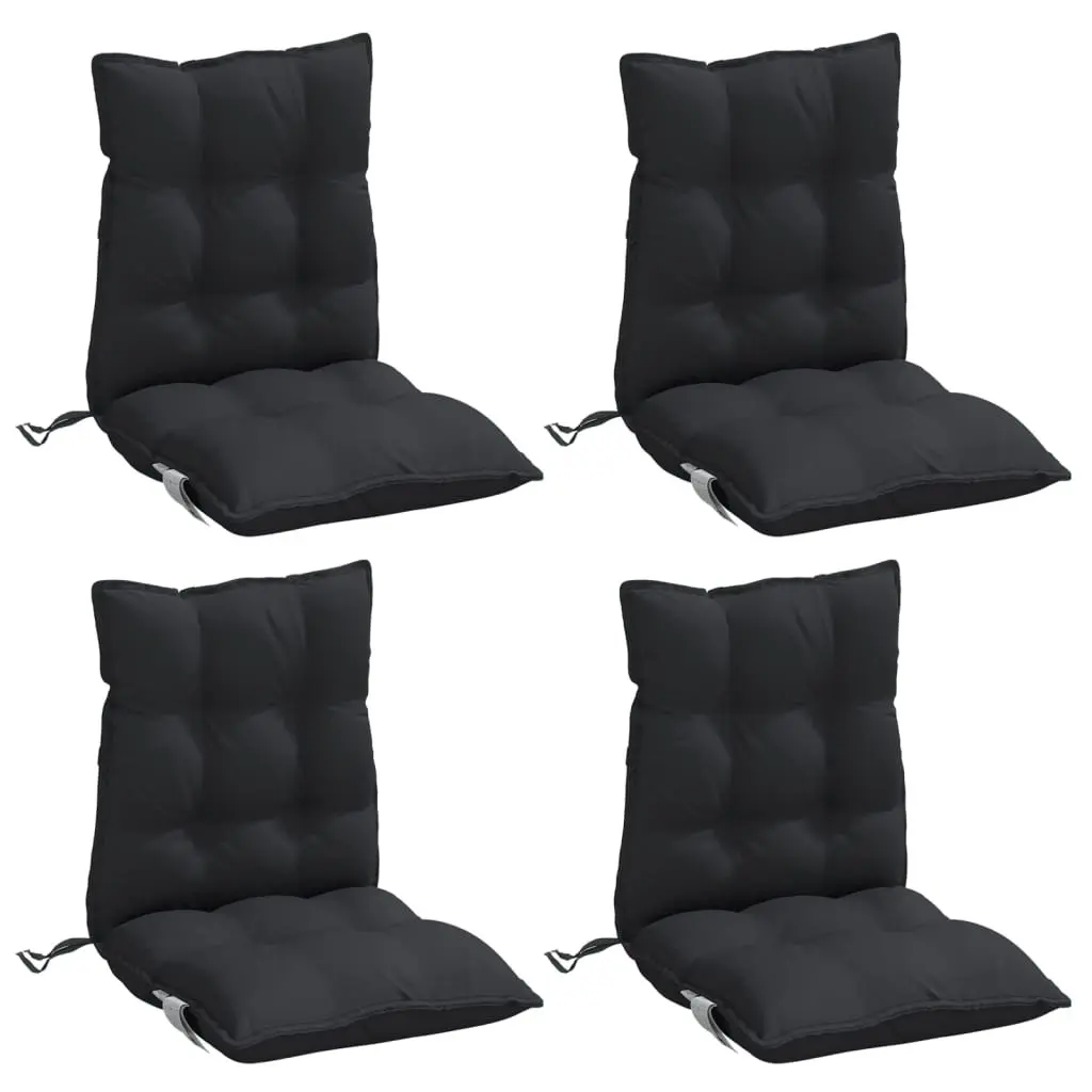 Lowback Chair Cushions Black Oxford Fabric 4 Pieces Outdoor Garden Patio Seat