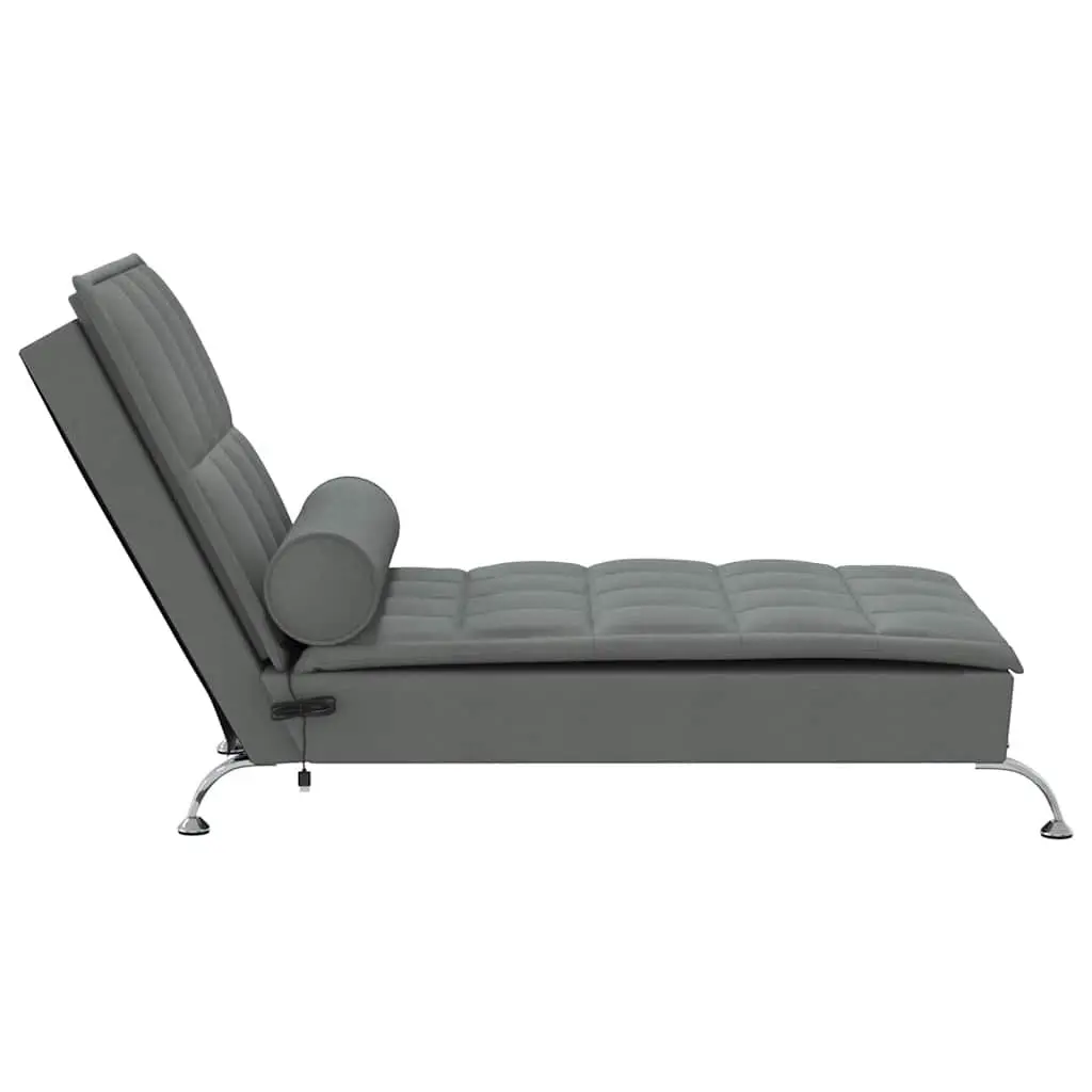 Massage Chaise Lounge Grey Fabric Vibration Bolster Living Room Furniture