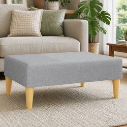 Footstool Light Grey Fabric Plywood Frame Durable Stable Living Room Furniture