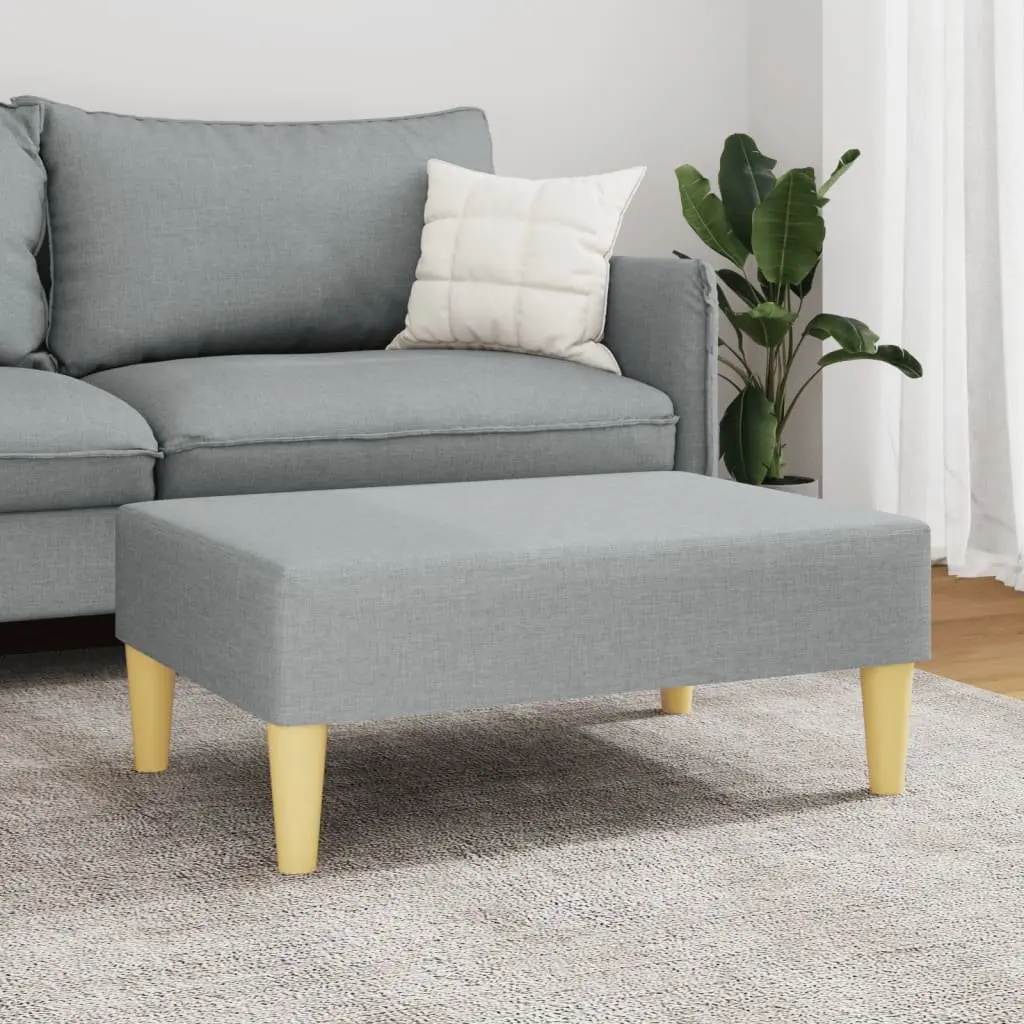 Footstool Light Grey Fabric Plywood Frame Durable Stable Living Room Furniture