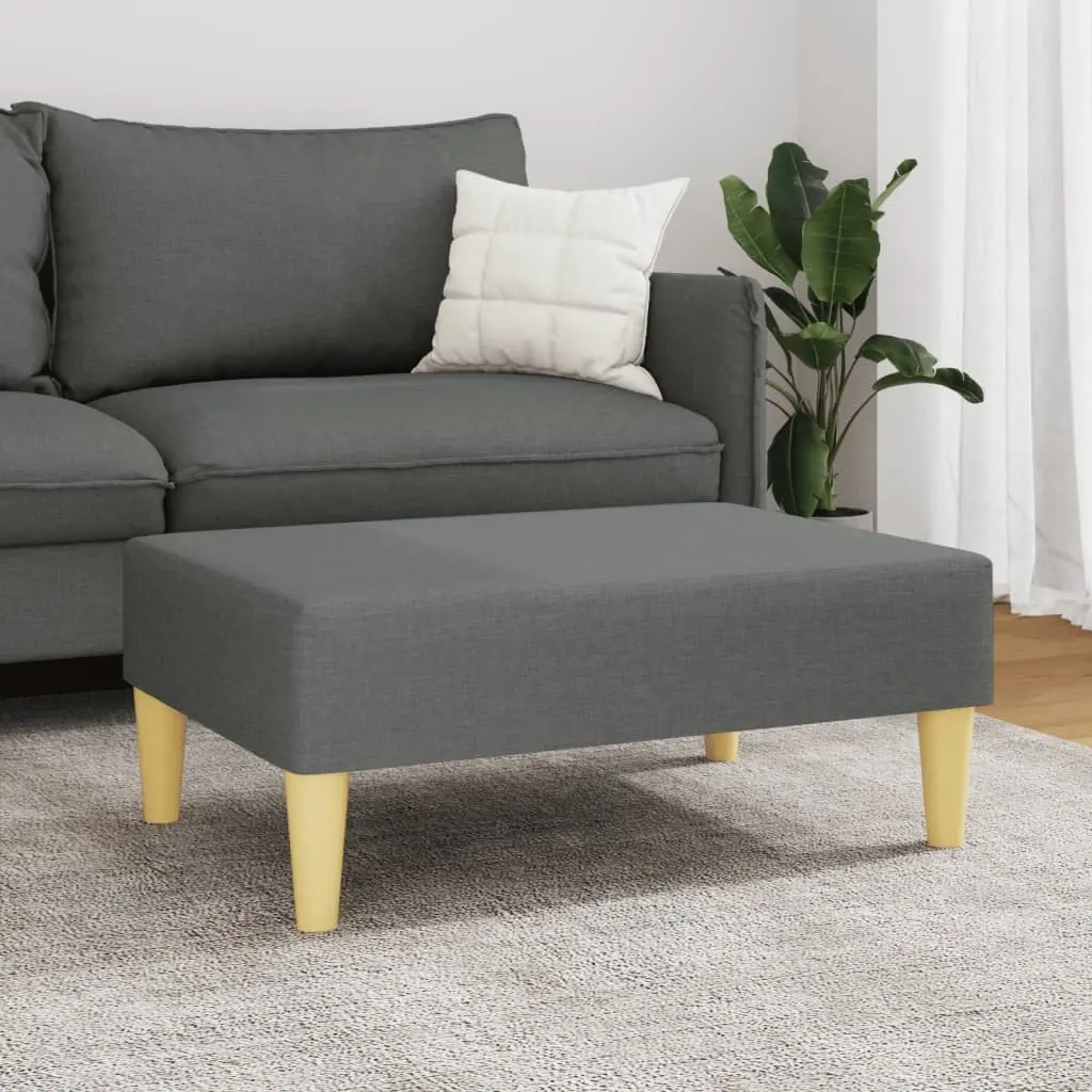 Footstool Dark Grey Fabric Compact Size Living Room Furniture