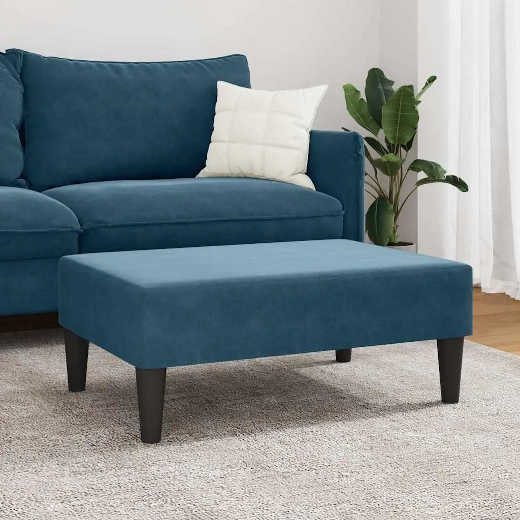 Footstool Blue Velvet Compact Ottoman 77 x 55 x 31 cm