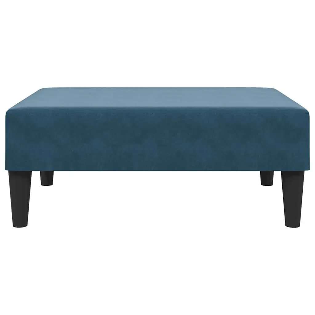 Footstool Blue Velvet Compact Ottoman 77 x 55 x 31 cm