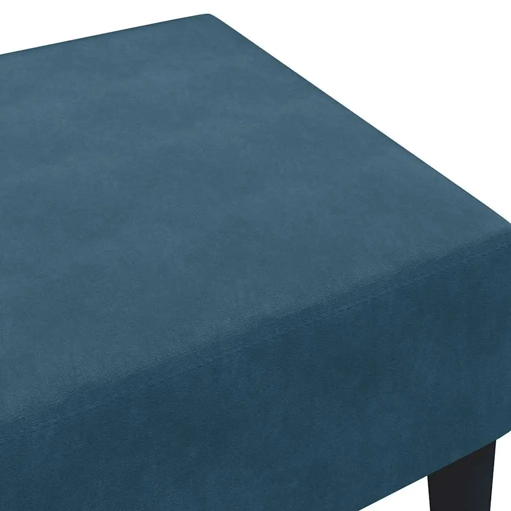 Footstool Blue Velvet Compact Ottoman 77 x 55 x 31 cm