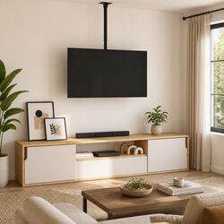 TV Ceiling Mount 32-65 Inch Screen VESA 400x400mm Tilting Swivel Bracket Black