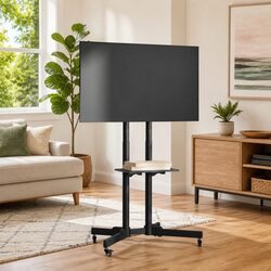 TV Stand on Wheels for 32-70 Inch Screens Height Adjustable Tilting Monitor