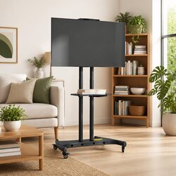 TV Stand on Wheels 32-70 Inch Monitor Mount Height Adjustable Lockable Castors