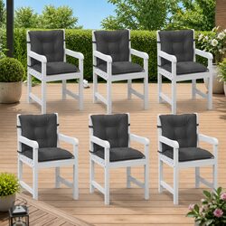 Lowback Chair Cushions Set 6 pcs Outdoor Indoor Patio Garden Seat Pad Anthracite