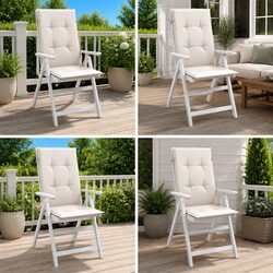 Highback Chair Cushions 4 pcs Cream Outdoor Garden Patio Seating Pad Soft Foam