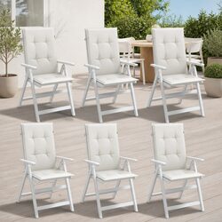 Highback Chair Cushions 6 Pcs Cream Outdoor Garden Patio Furniture Seat Pads