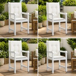 Lowback Chair Cushions 4 Pieces Cream Outdoor Indoor Garden Patio Seat Pad