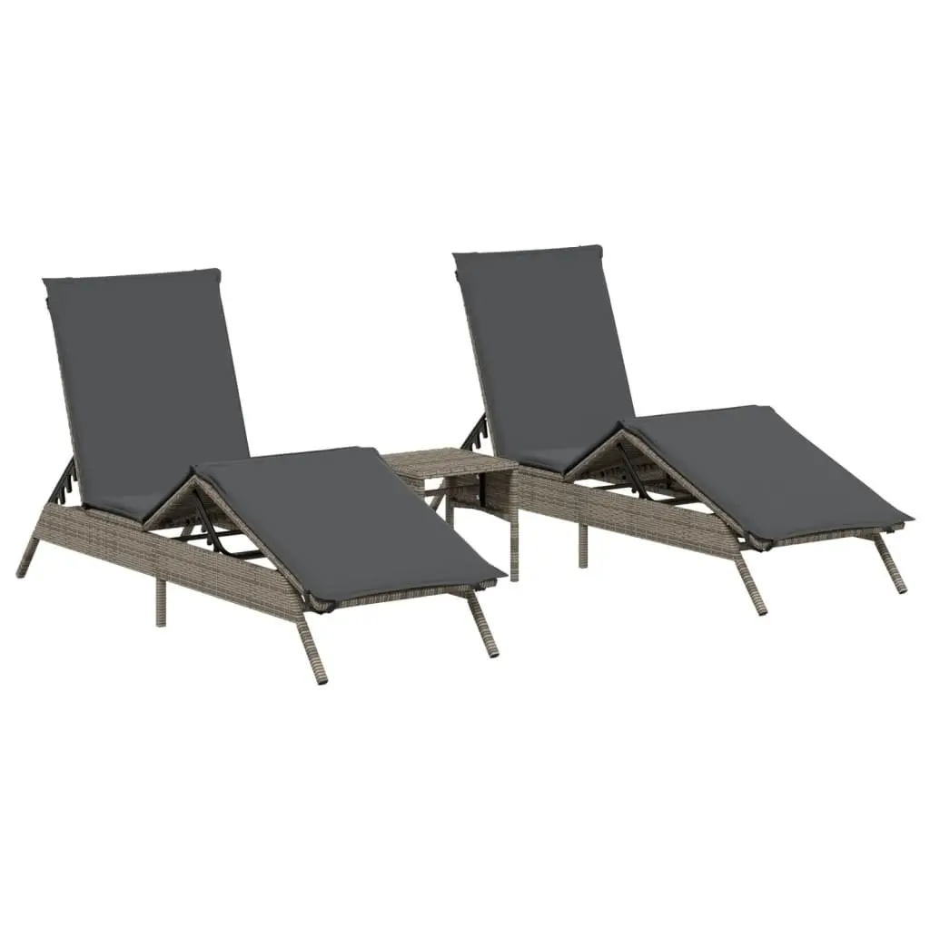 Sun Lounger Set Adjustable 2 pcs Grey Outdoor Garden Furniture