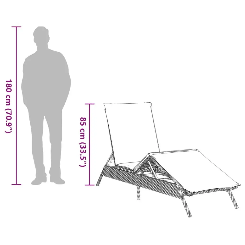 Sun Lounger Set Adjustable 2 pcs Grey Outdoor Garden Furniture