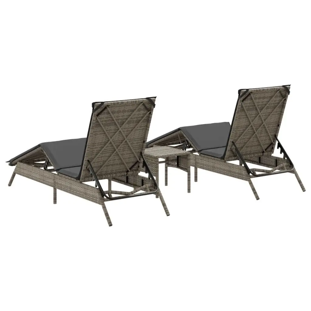 Sun Lounger Set Adjustable 2 pcs Grey Outdoor Garden Furniture
