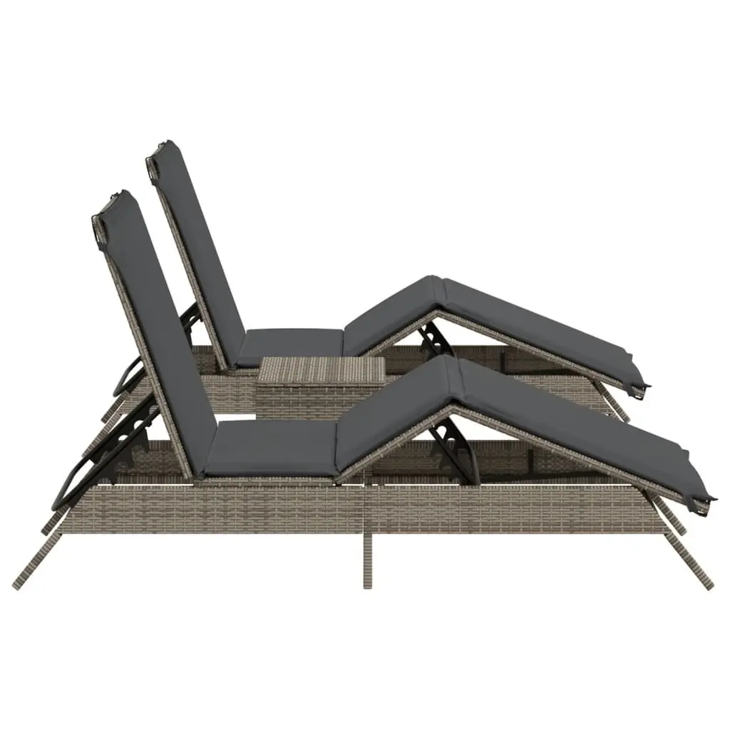 Sun Lounger Set Adjustable 2 pcs Grey Outdoor Garden Furniture
