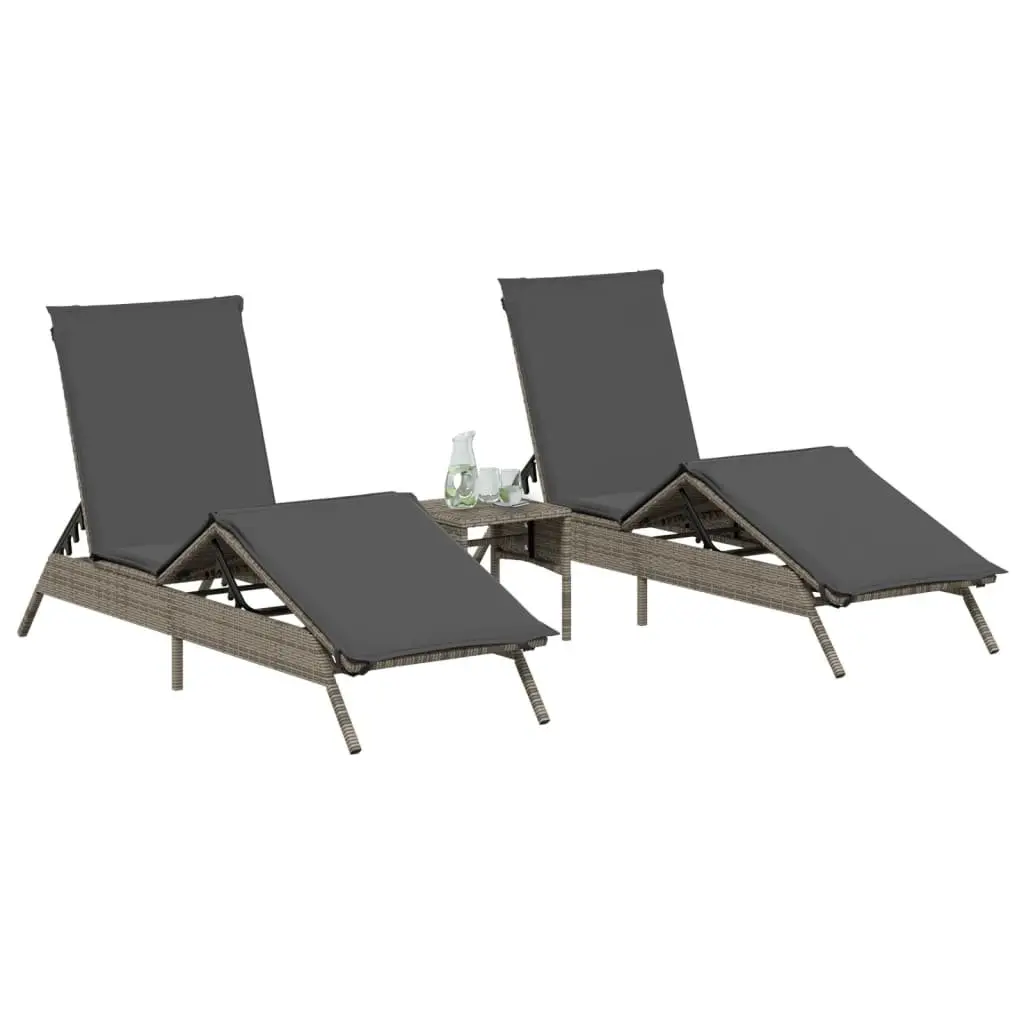Sun Lounger Set Adjustable 2 pcs Grey Outdoor Garden Furniture