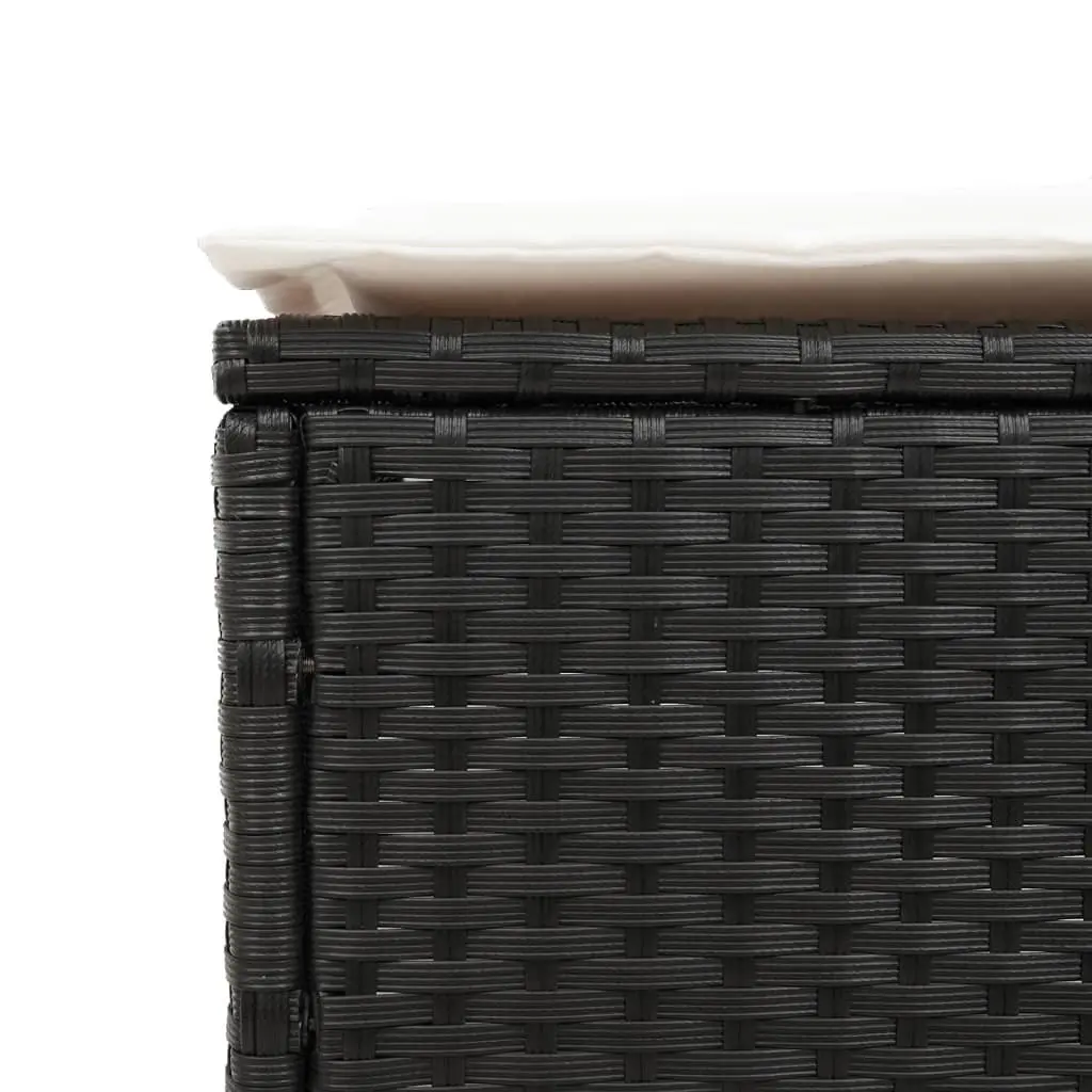 Sun Lounger Adjustable Backrest Black Poly Rattan with Cushion