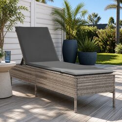 Enjoy Outdoors with the Grey Sun Lounger and Cushion