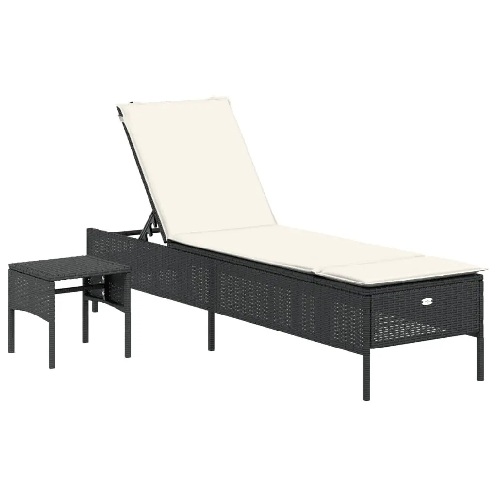 Sun Lounger Adjustable Backrest with Side Table and Cushion Outdoor Seating