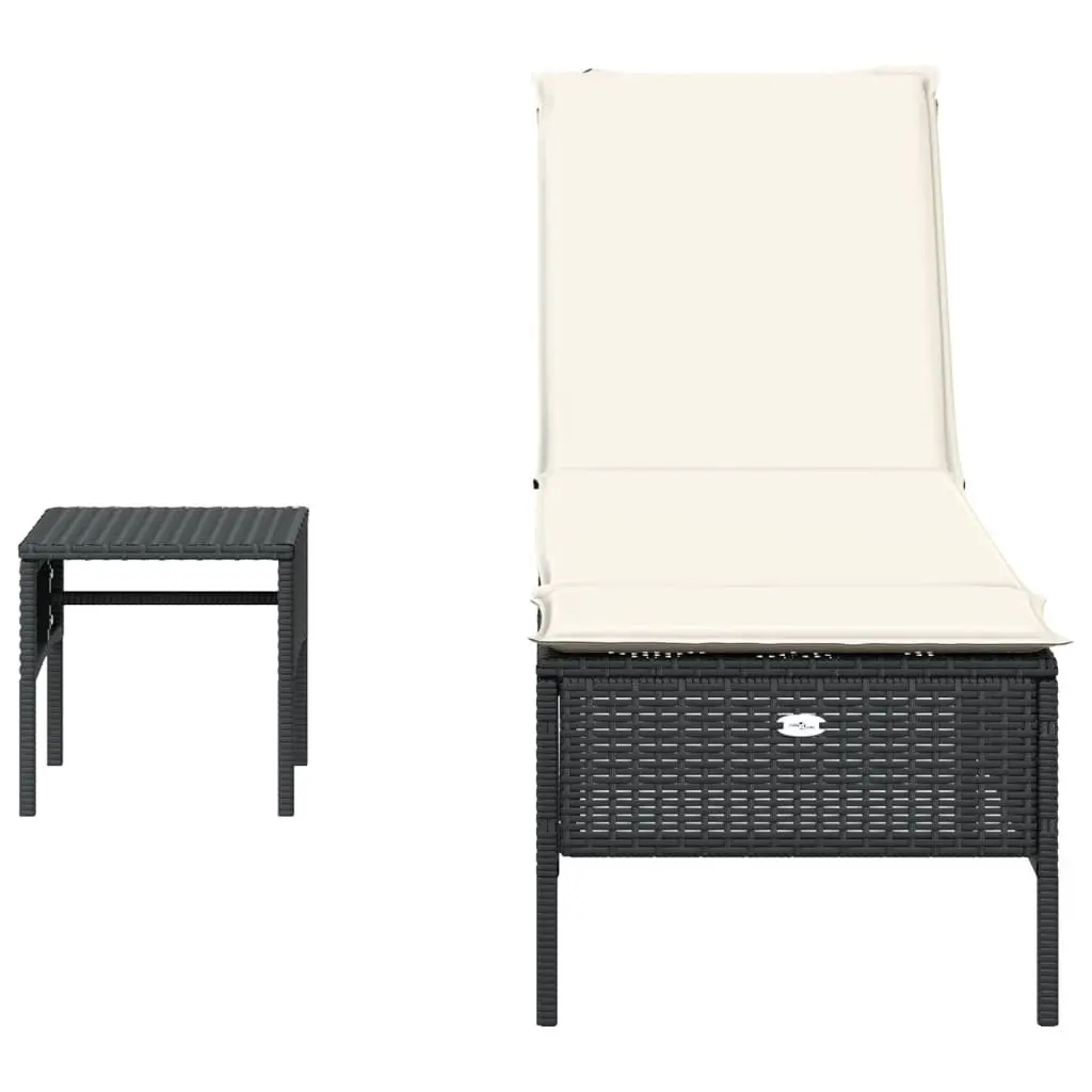 Sun Lounger Adjustable Backrest with Side Table and Cushion Outdoor Seating