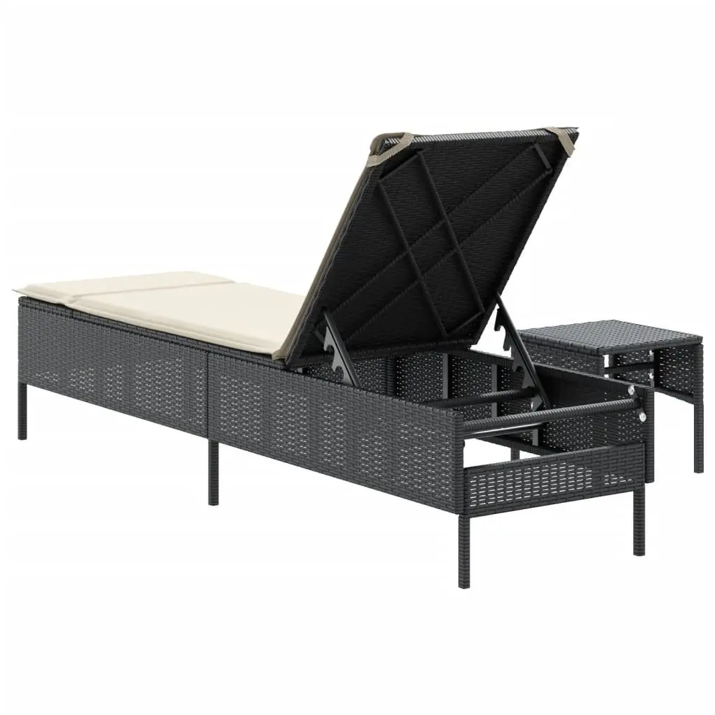 Sun Lounger Adjustable Backrest with Side Table and Cushion Outdoor Seating