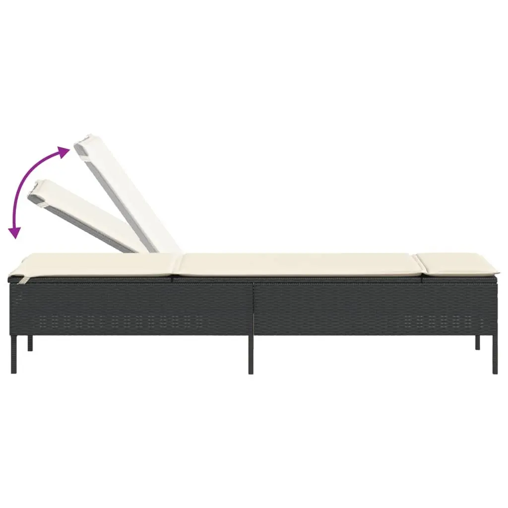 Sun Lounger Adjustable Backrest with Side Table and Cushion Outdoor Seating