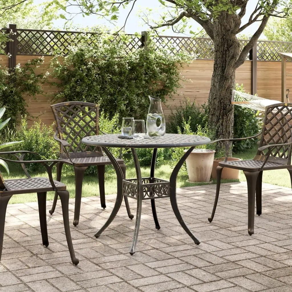 Brown Round Garden Table with Umbrella Hole