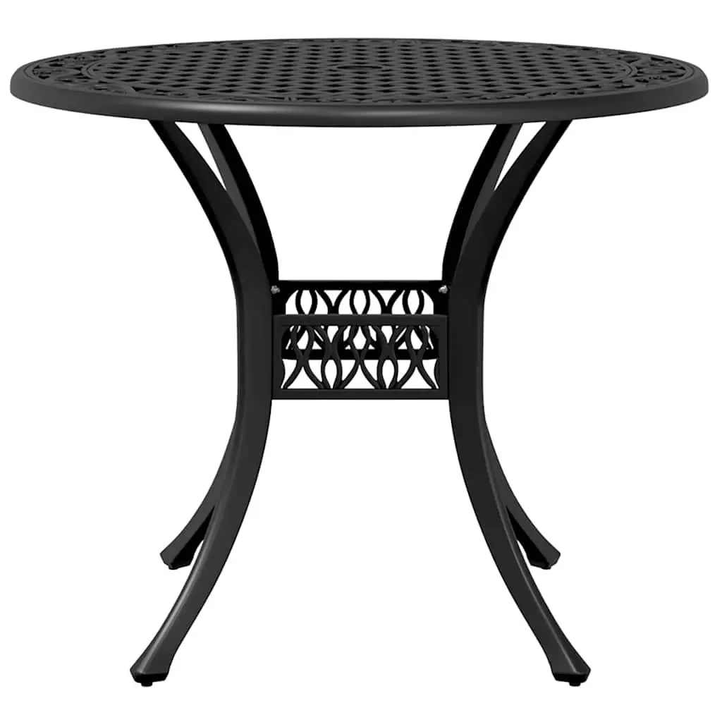 Garden Table Round Black Umbrella Hole 90 cm