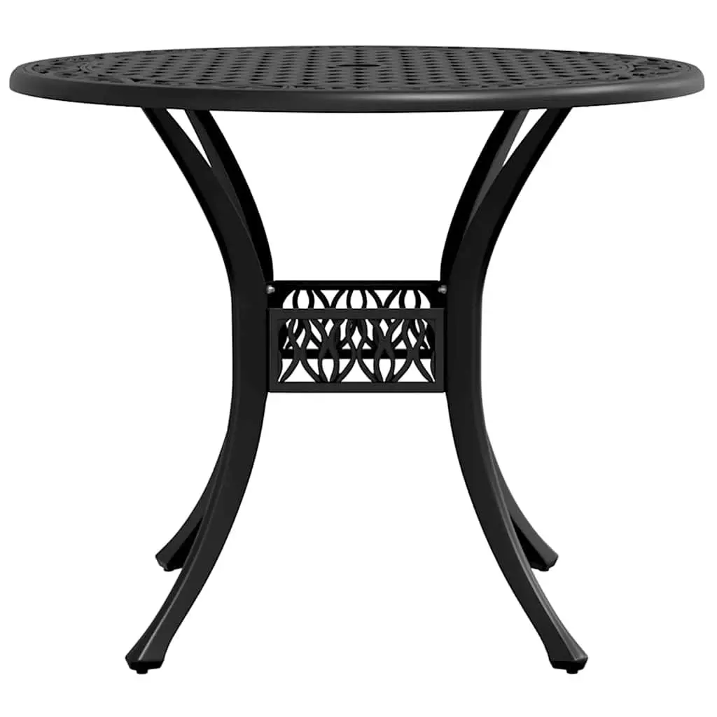 Garden Table Round Black Umbrella Hole 90 cm
