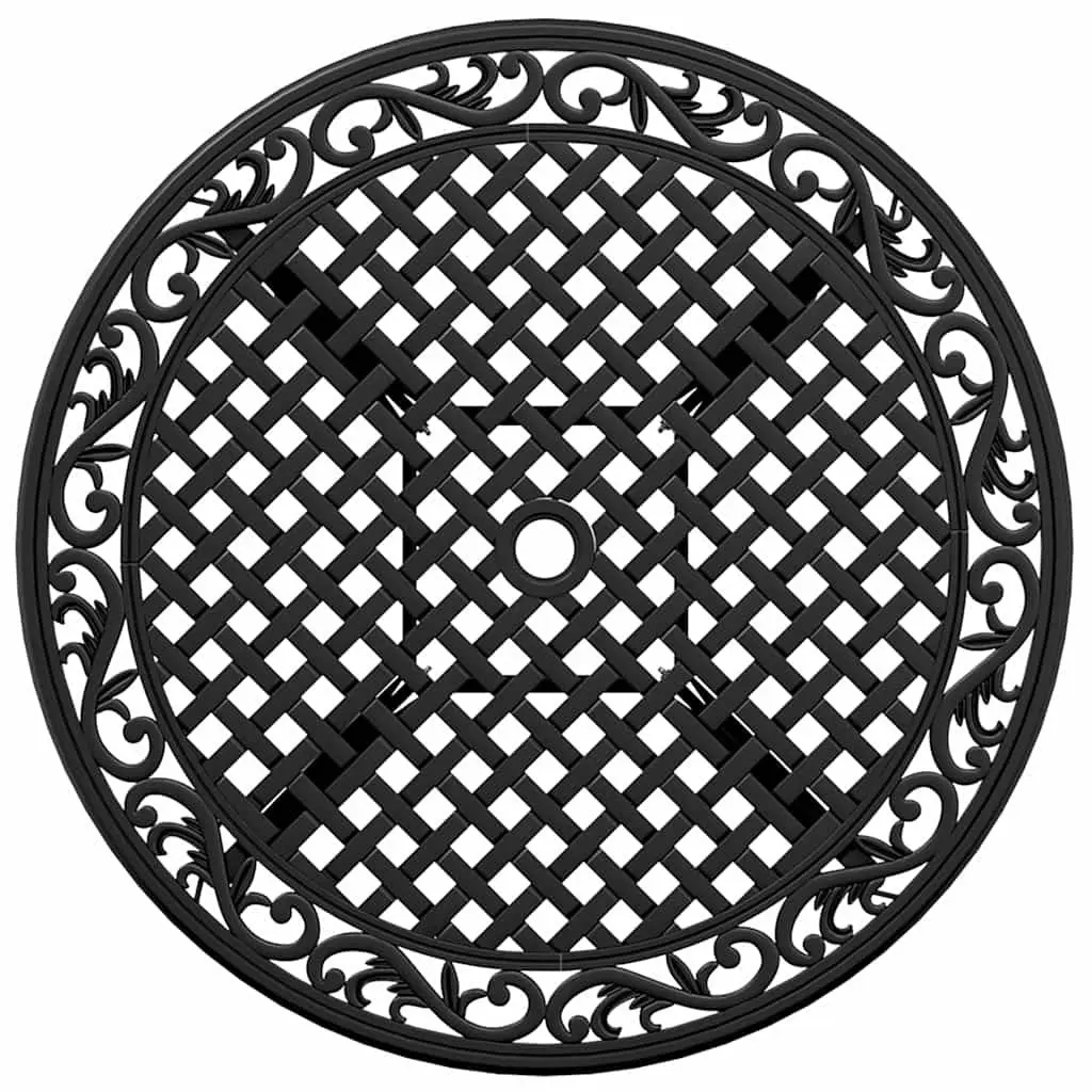 Garden Table Round Black Umbrella Hole 90 cm