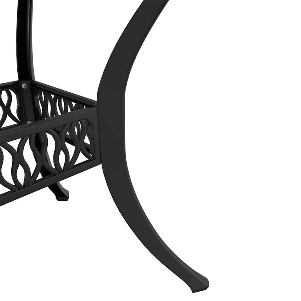Garden Table Round Black Umbrella Hole 90 cm