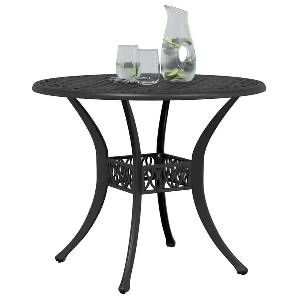 Garden Table Round Black Umbrella Hole 90 cm