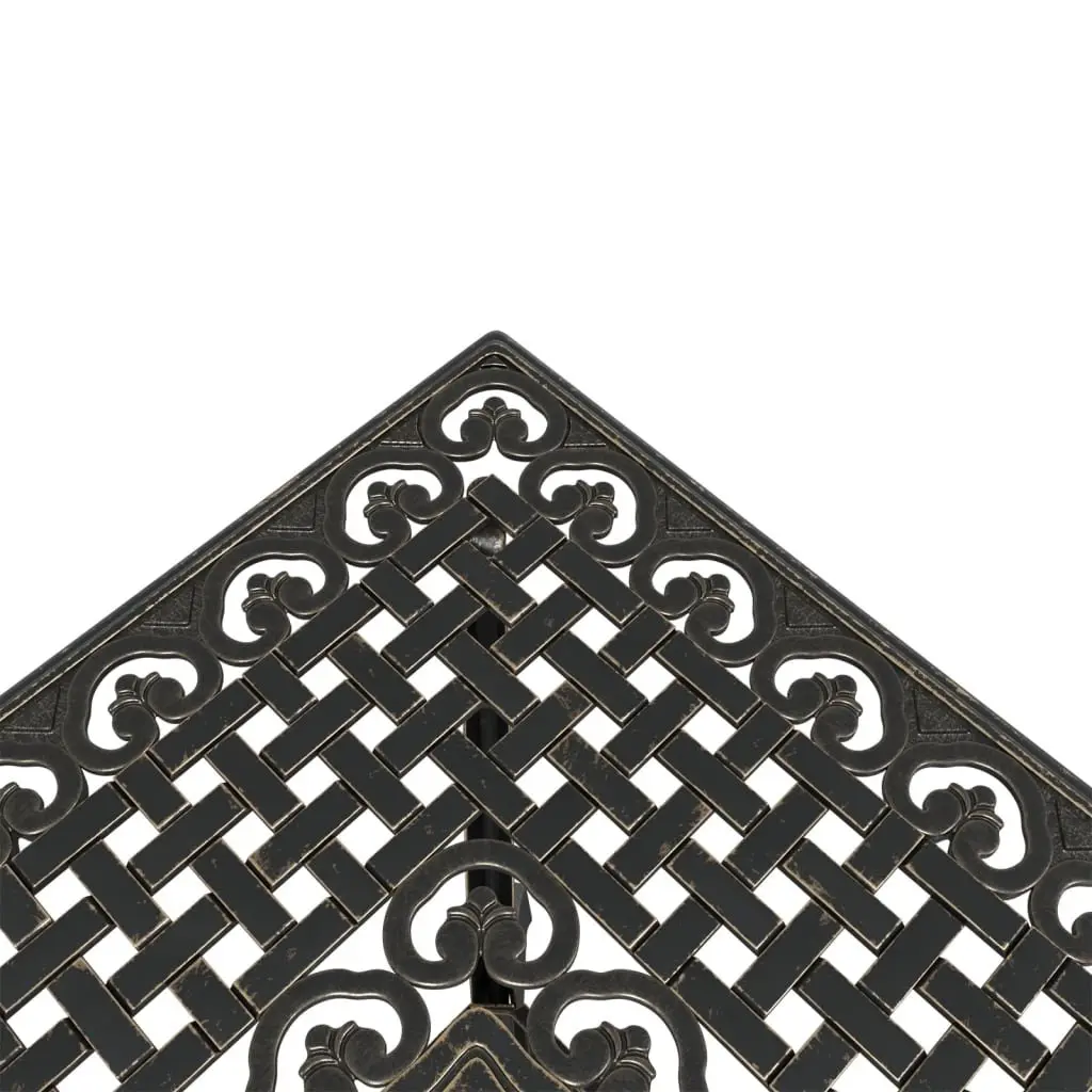 Garden Table Cast Aluminium Brown 80x80x75cm Outdoor Patio Furniture Umbrella Hole