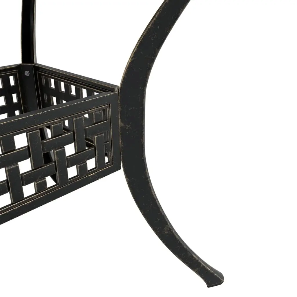 Garden Table Cast Aluminium Brown 80x80x75cm Outdoor Patio Furniture Umbrella Hole