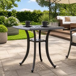 Garden Table Black 53x53x53 cm Cast Aluminium Outdoor Patio Furniture with