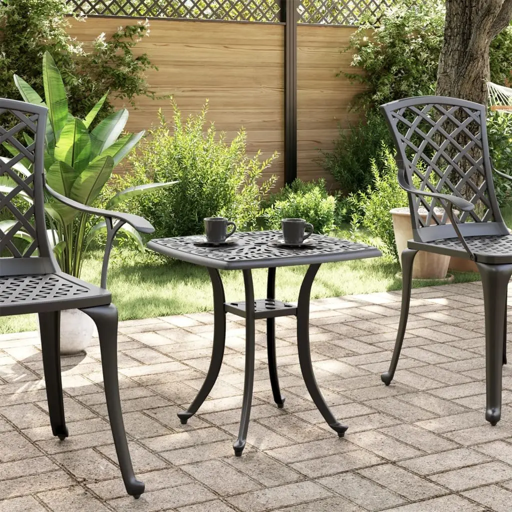 Garden Table Black Cast Aluminium 53x53x53 cm Outdoor Patio Furniture