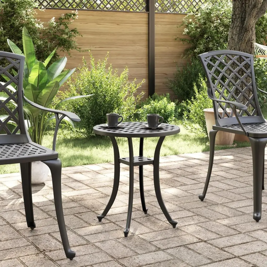 Garden Table Round Outdoor Patio Furniture Black 48cm Diameter 53cm Height