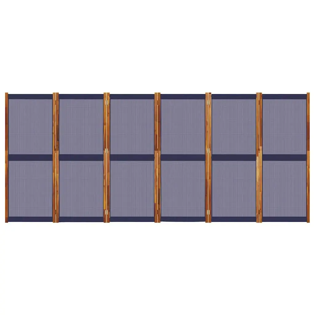 6-Panel Room Divider Dark Blue Folding Privacy Screen Indoor Outdoor Partition
