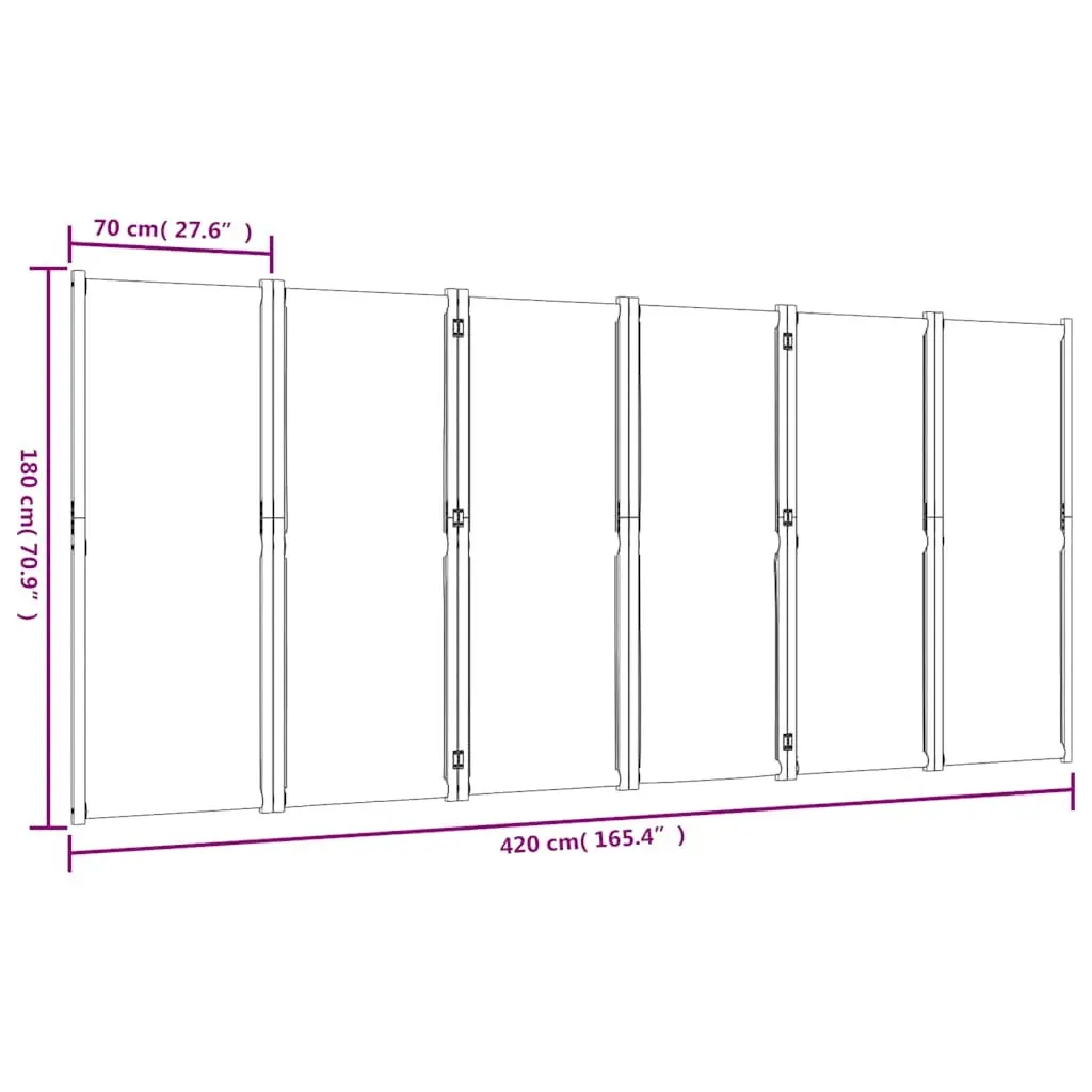 6-Panel Room Divider Dark Blue Folding Privacy Screen Indoor Outdoor Partition