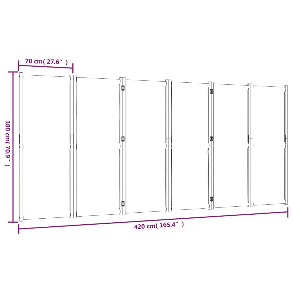 6-Panel Room Divider Folding Partition Indoor Outdoor Taupe