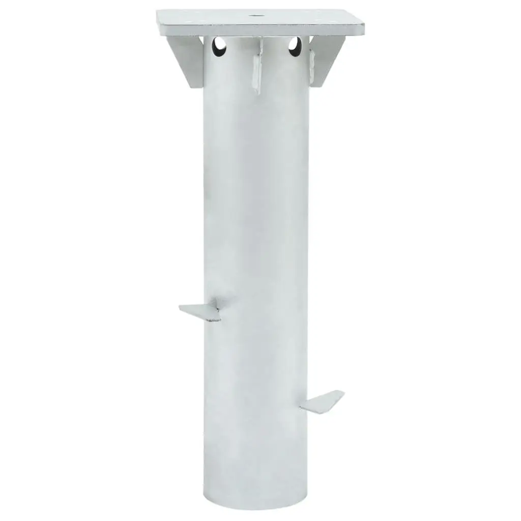 In-Ground Parasol Base Steel Silver 16x16x39.5cm Outdoor Umbrella Stand