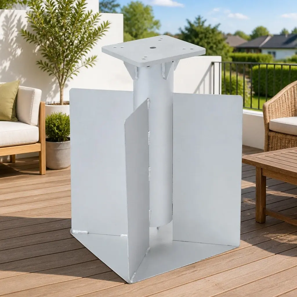 Metal Parasol Base Silver Embedded 27.5x27.5x45cm Outdoor Umbrella Stand