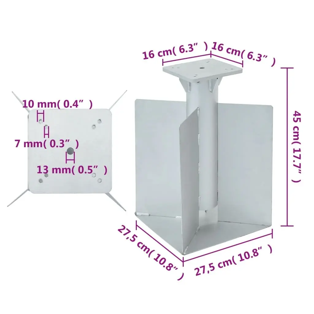 Metal Parasol Base Silver Embedded 27.5x27.5x45cm Outdoor Umbrella Stand