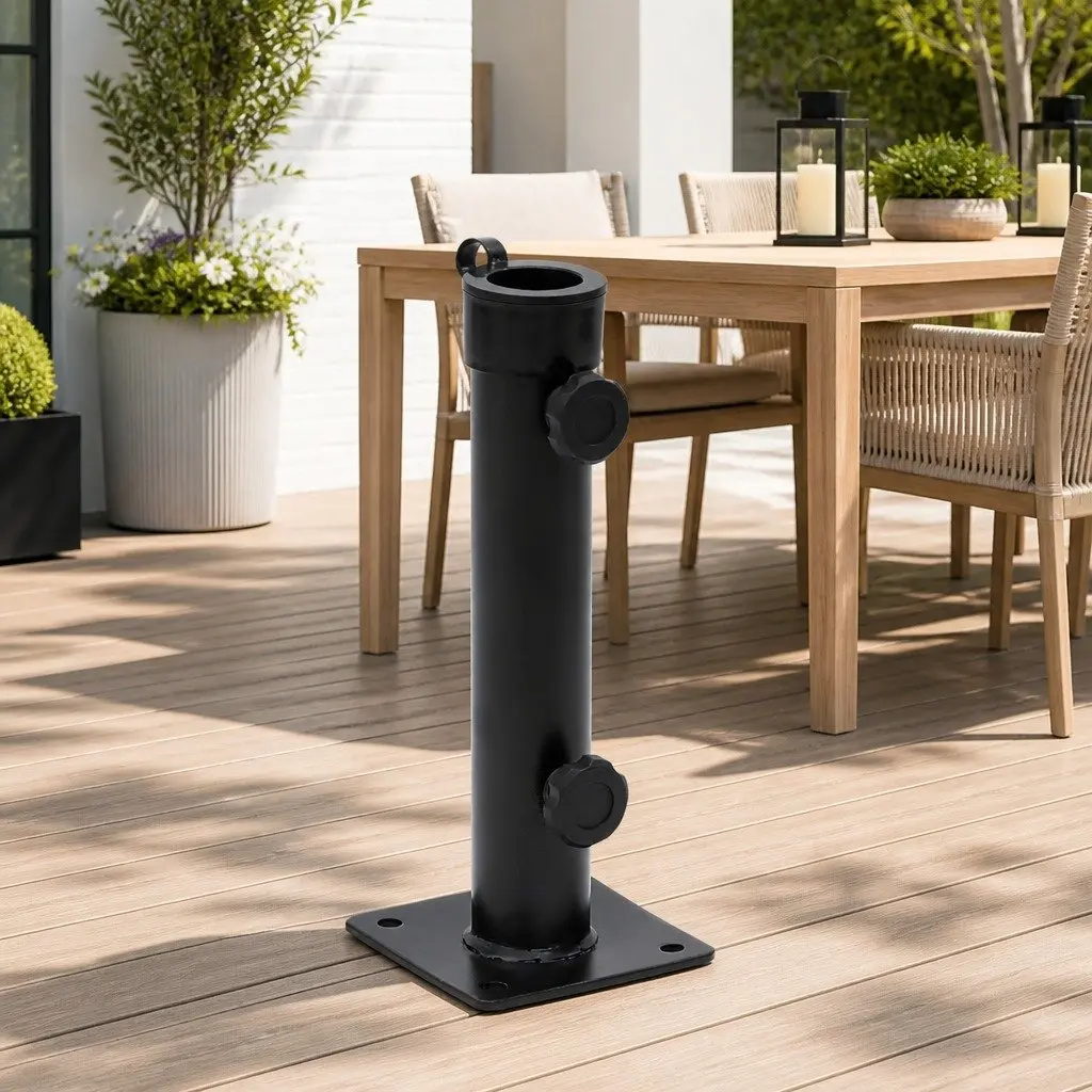 Parasol Base Portable Steel Matt Black for 38mm 48mm Pole