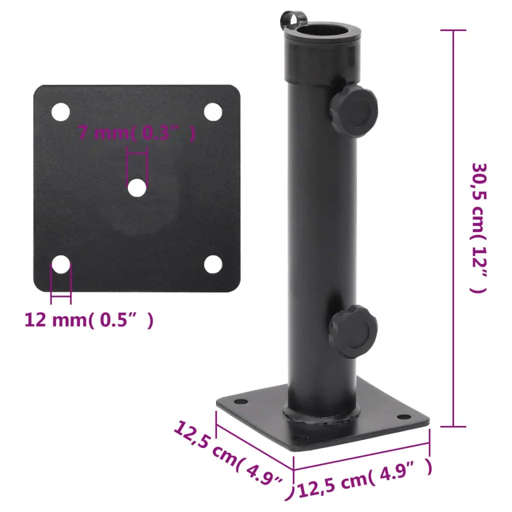 Parasol Base Portable Steel Matt Black for 38mm 48mm Pole