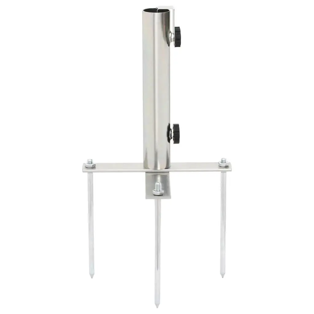 Parasol Base Adjustable Silver Steel with Ground Spikes