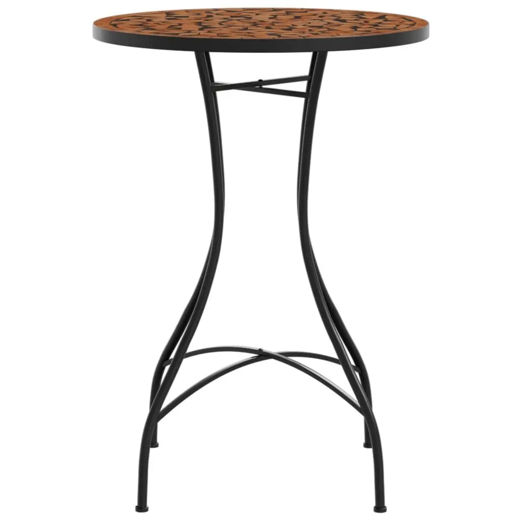 Ceramic Mosaic Bistro Table 50cm Round Orange for Garden Patio Outdoor Use