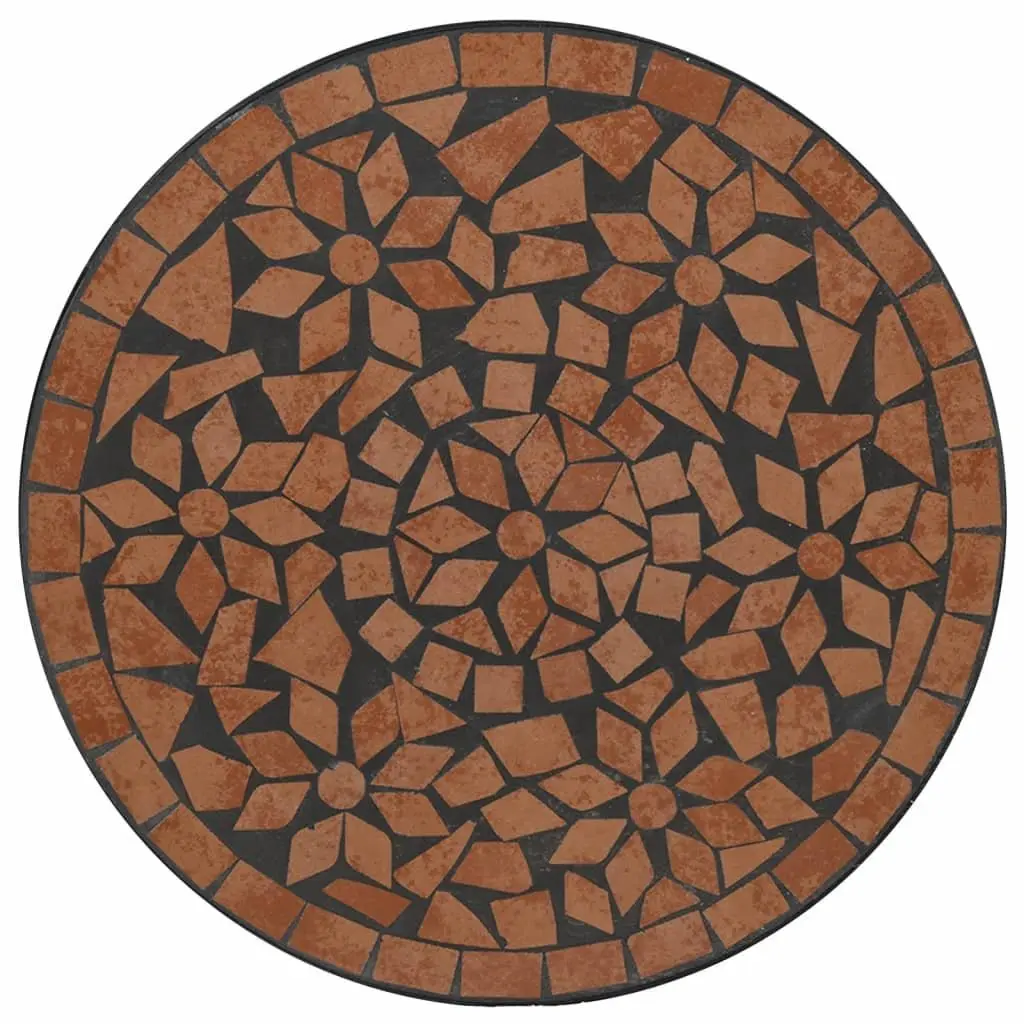 Ceramic Mosaic Bistro Table 50cm Round Orange for Garden Patio Outdoor Use