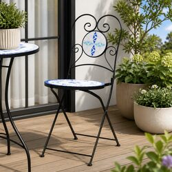 2 Pack Foldable Bistro Chairs with Elegant Mosaic Top