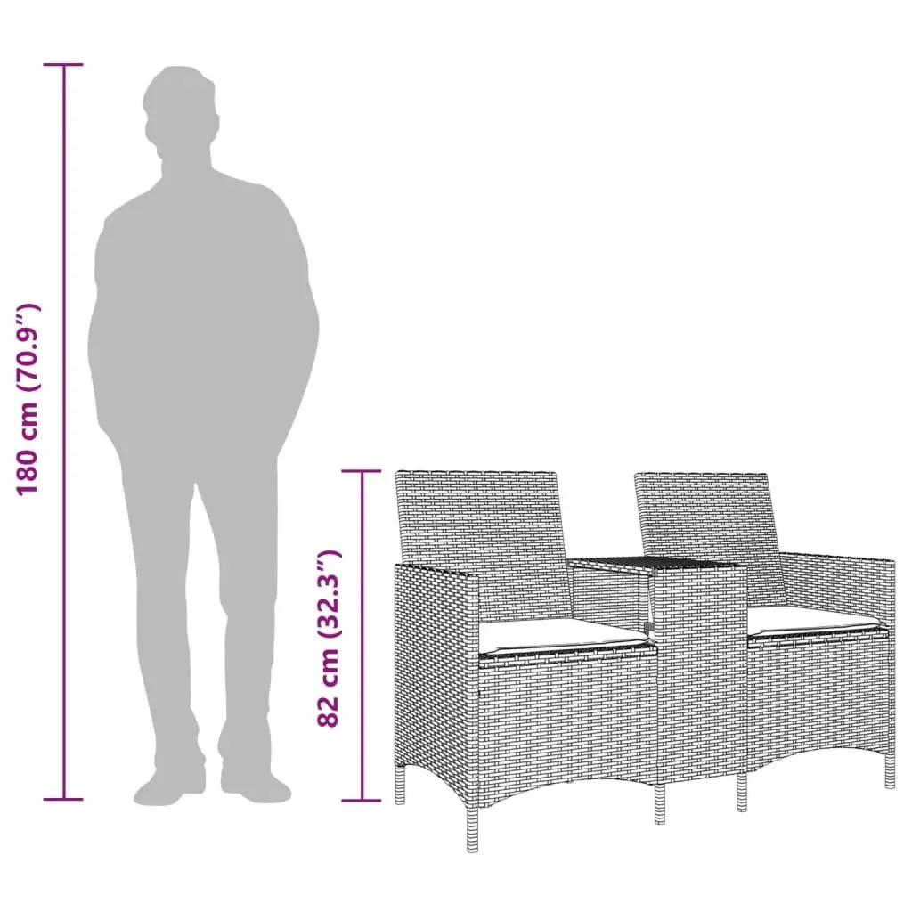 2-Seater Outdoor Sofa with Integrated Table